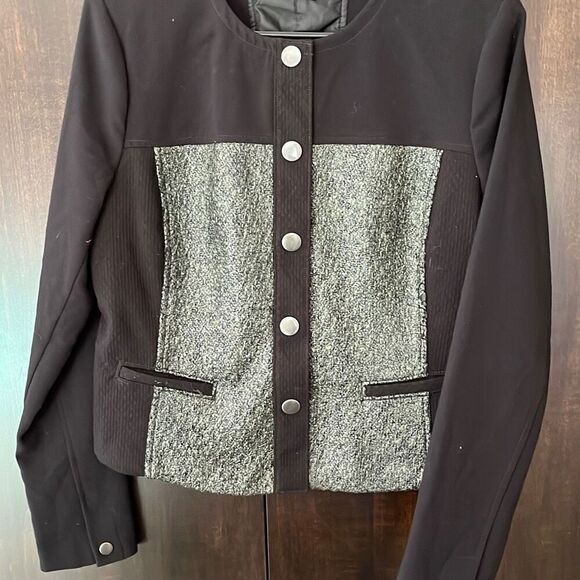 Cabi Mixed Media Jacket Black Snap Button Medium #3036 - Picture 5 of 6